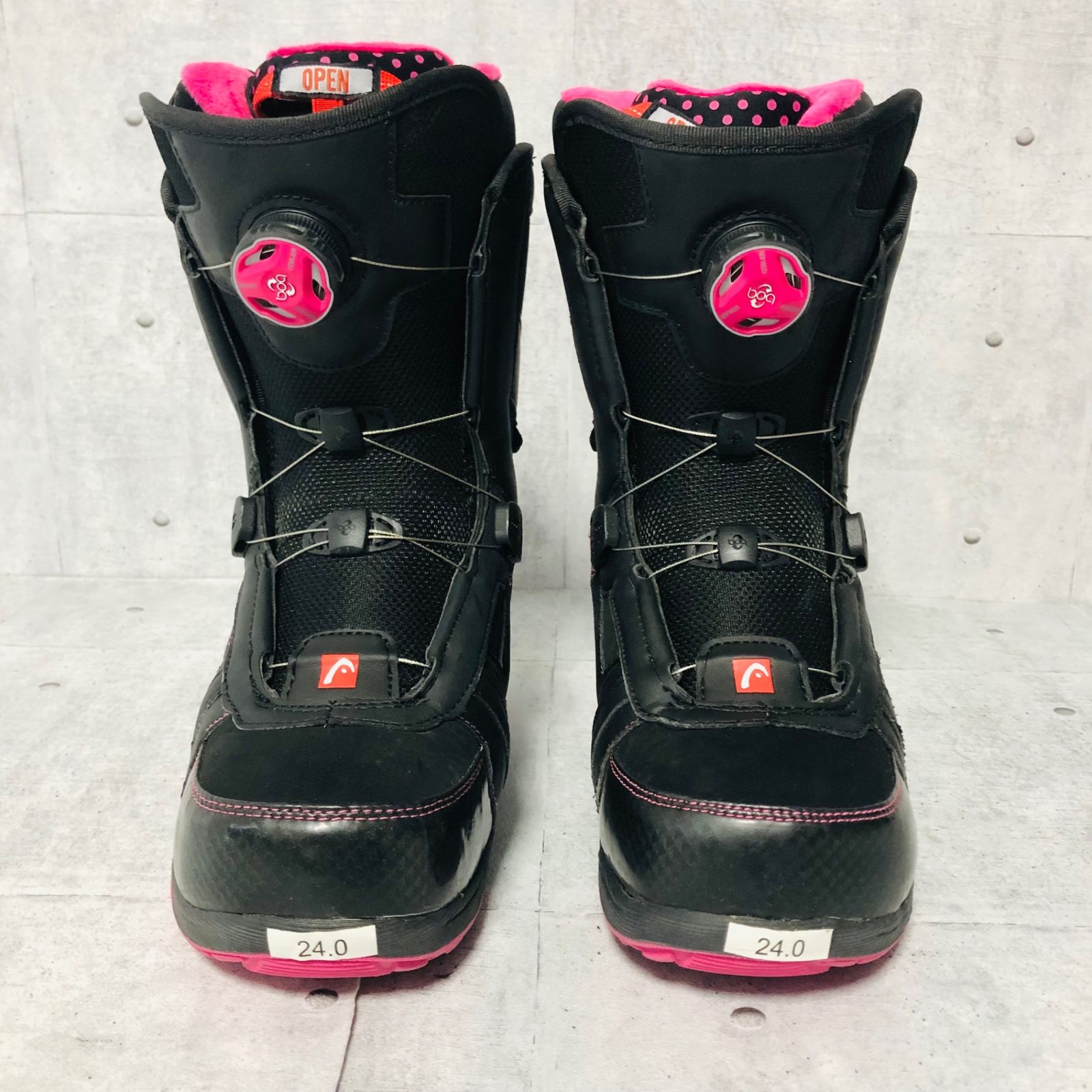 数回使用 レディース 24cm STELLA FEATHER スノーボードブーツ HEAD ヘッド STELLA ステラ BOA ボアダイヤル式 24cm スノーボード