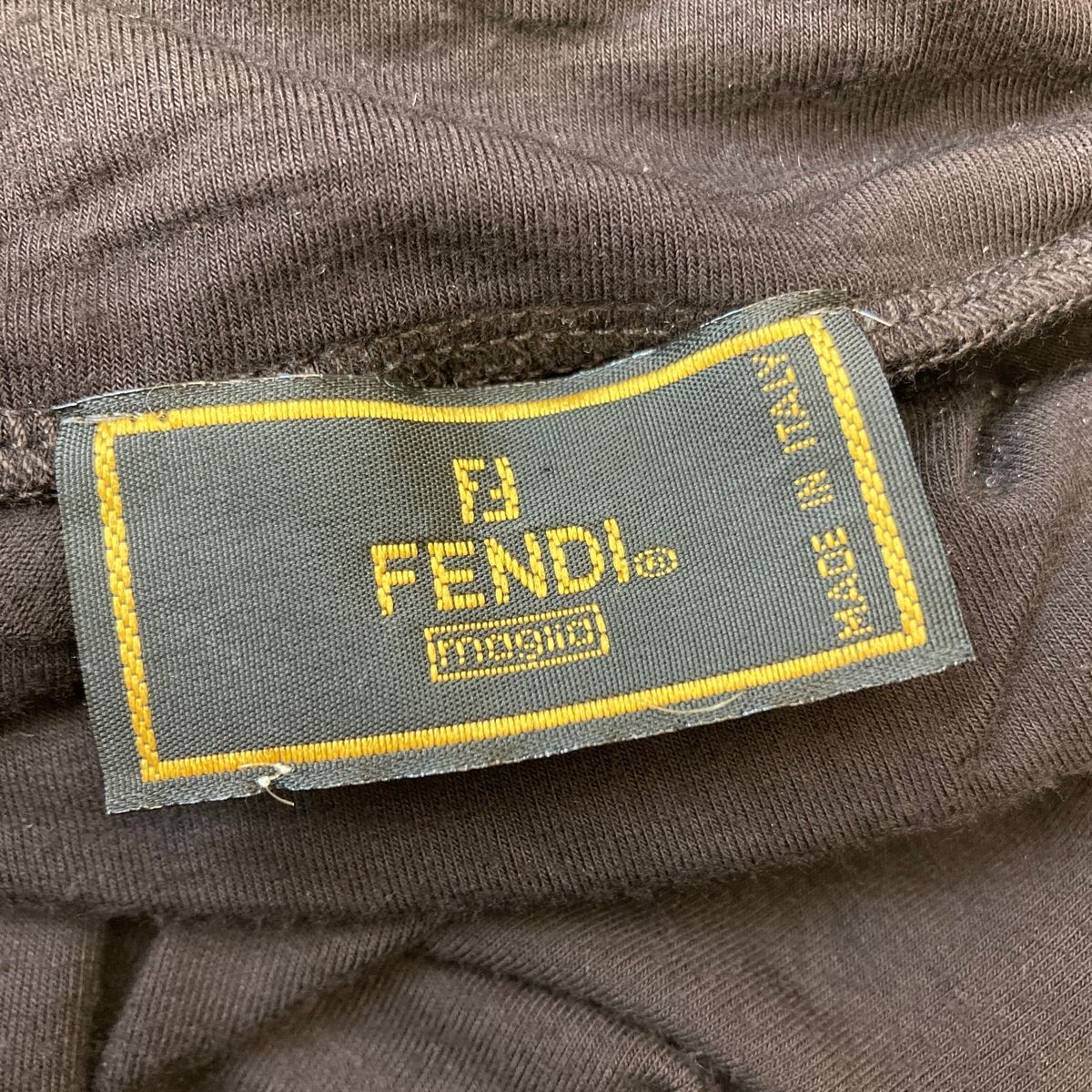 美品★FENDI jeans★総ロゴ タートルカットソー カーキ サイズ38 FENDI タートルニット