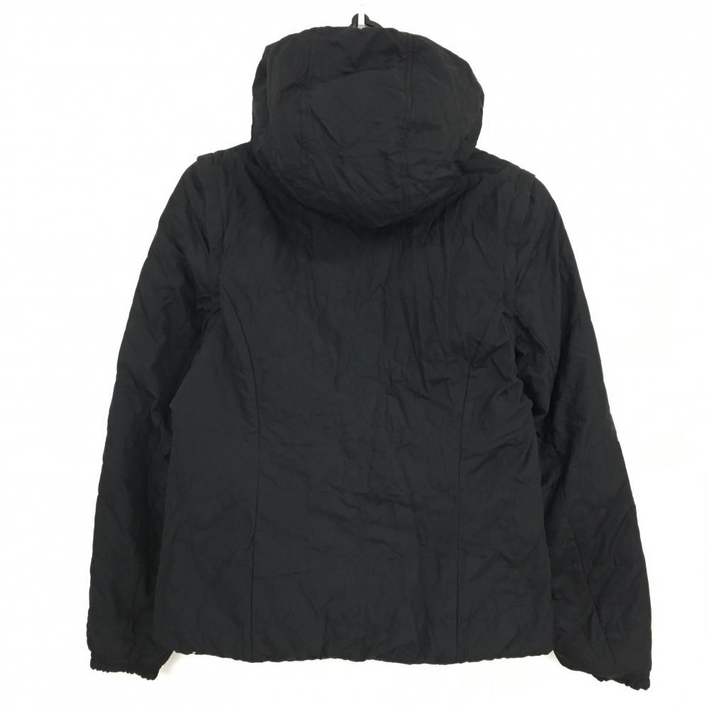 超 キャロウェイ 6 WAYリバーシブルダウンジャケット 黒×白 花柄 裏無地 フード袖着脱可 レディース M ゴルフウェア Callaway