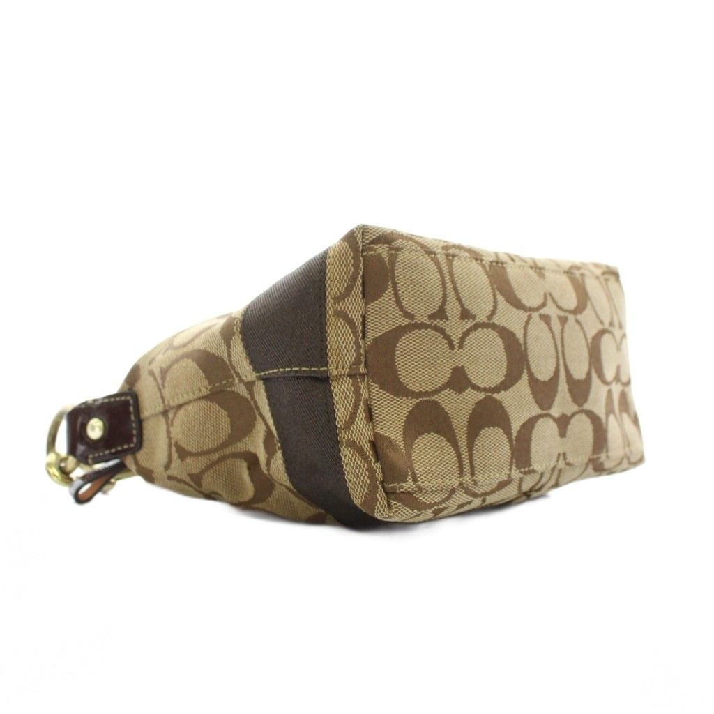 未使用級✨COACH ハンドバッグ シグネチャー ブラウン レザー キャンバス コーチ COACH ハンドバッグ キャンバス レザー シグネチャー 総柄 茶色