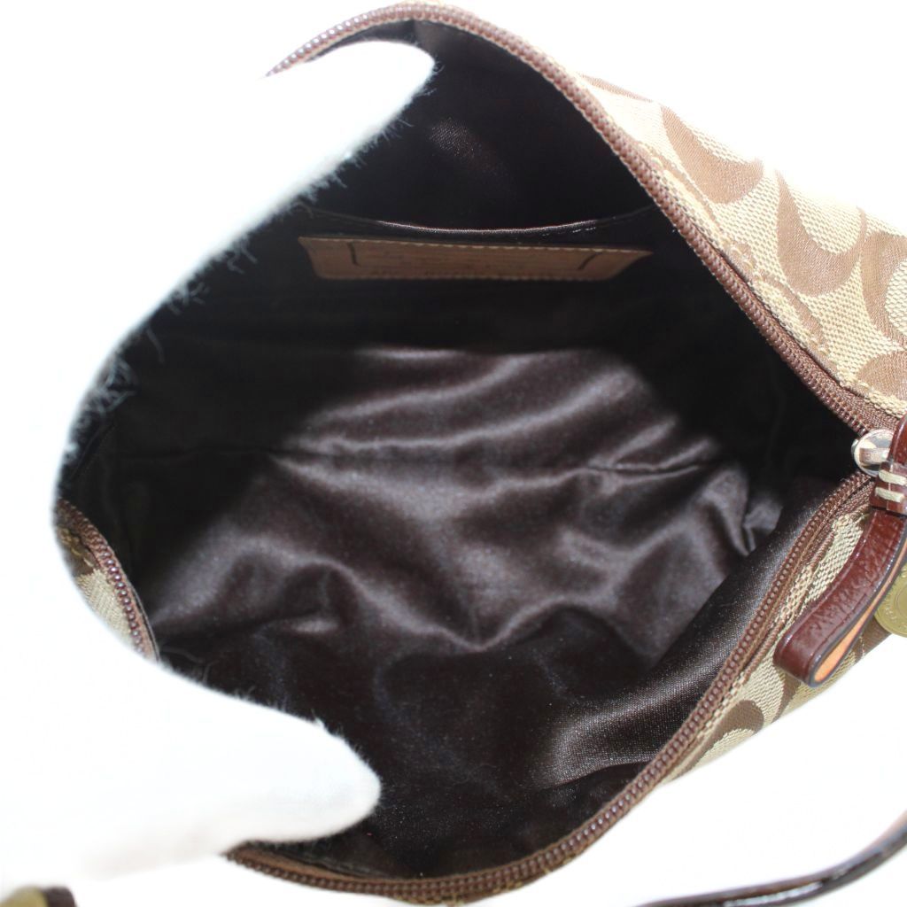 コーチ COACH ハンドバッグ キャンバス レザー シグネチャー 総柄 茶色