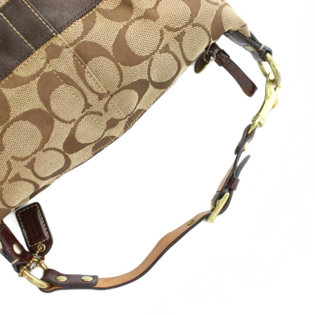 コーチ COACH ハンドバッグ キャンバス レザー シグネチャー 総柄 茶色