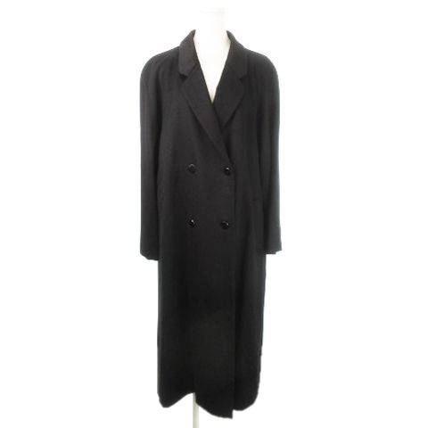 イタリア製生地 カシミヤ100% チェスター コート ダブル ロング 9 黒