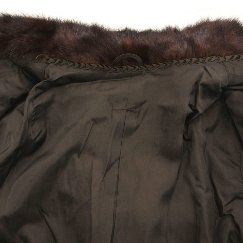 ノーブランド ミンクファーコート 毛皮 ハイネック ミドル丈 13 茶