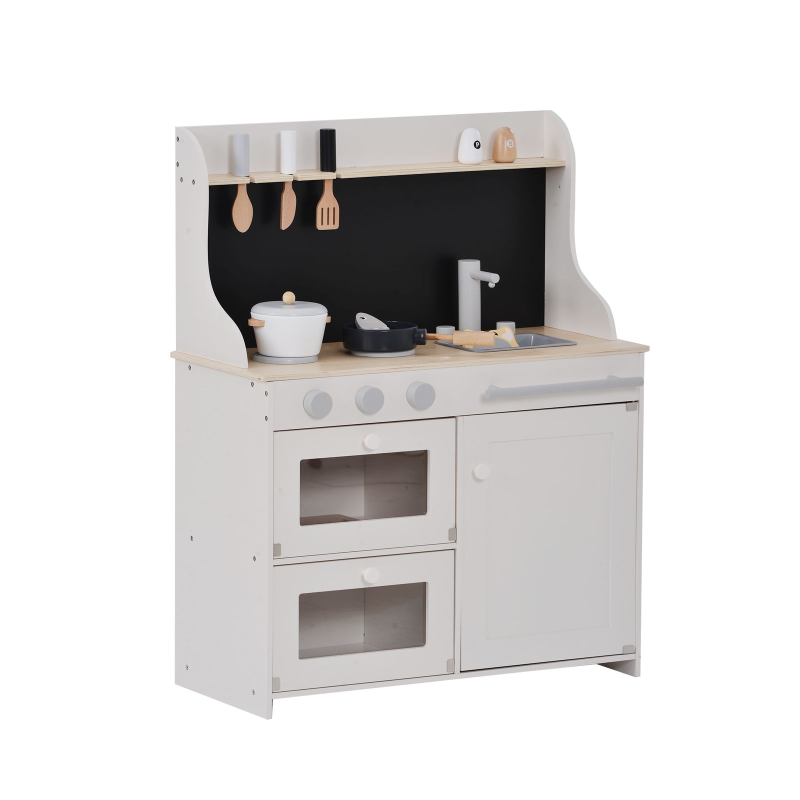 おままごと キッチン 木製 黒板付き 調理器具付き ままごとセット 台所 知育玩具 子供用 子供 収納 まねっこ コンロミニキッチン おもちゃキッチン キッズ ベビー プレゼント ホワイト