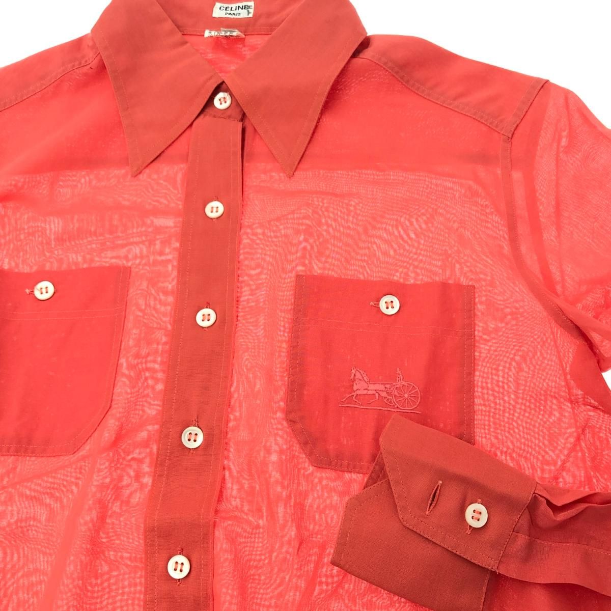 CELINE セリーヌ 馬車ロゴ長袖シャツ サイズ:42 スイス製/ブラウス
