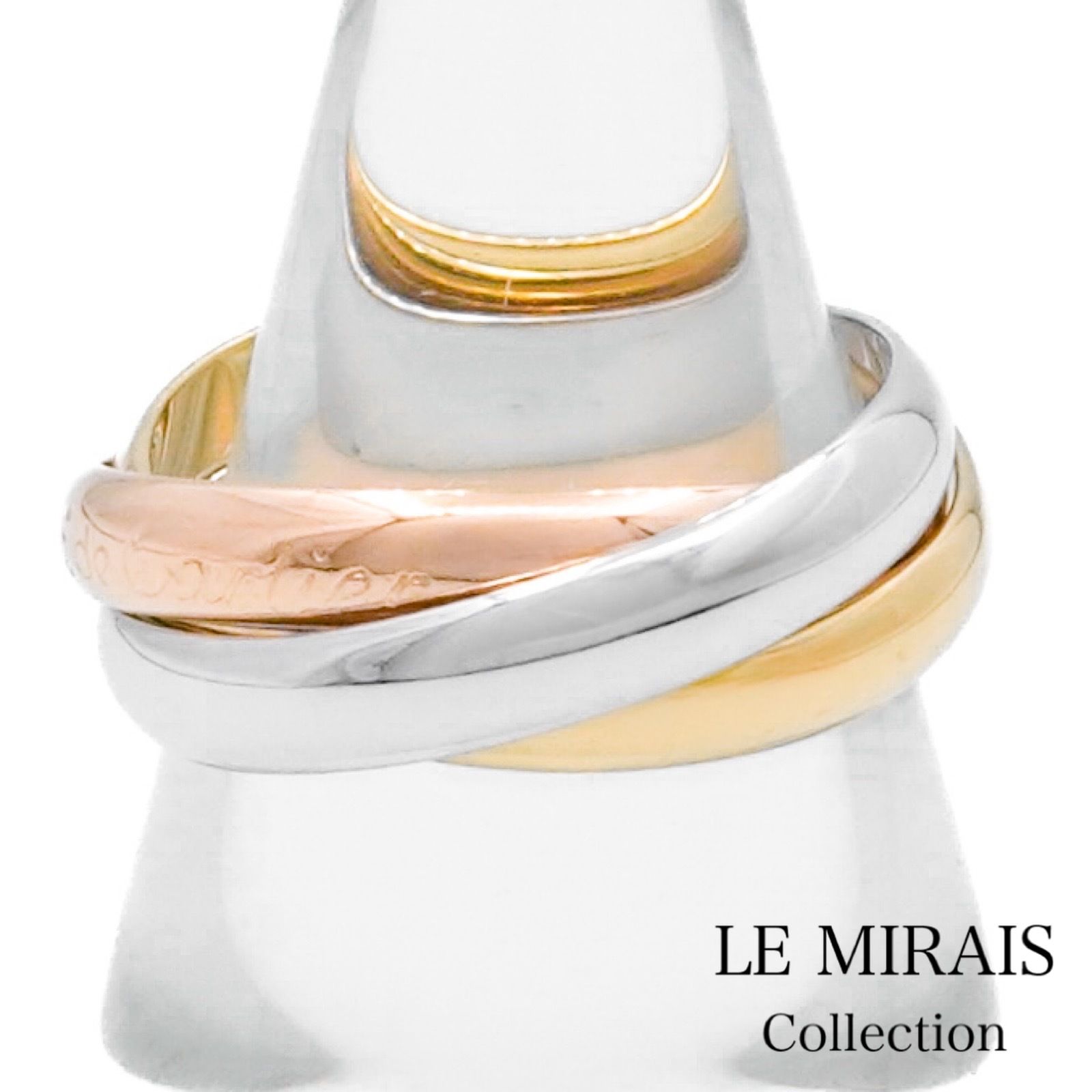 仕上済 カルティエ トリニティリング 16号 16 56 K 18 WG×K YG×K PG メンズ リング 指輪 CARTIER