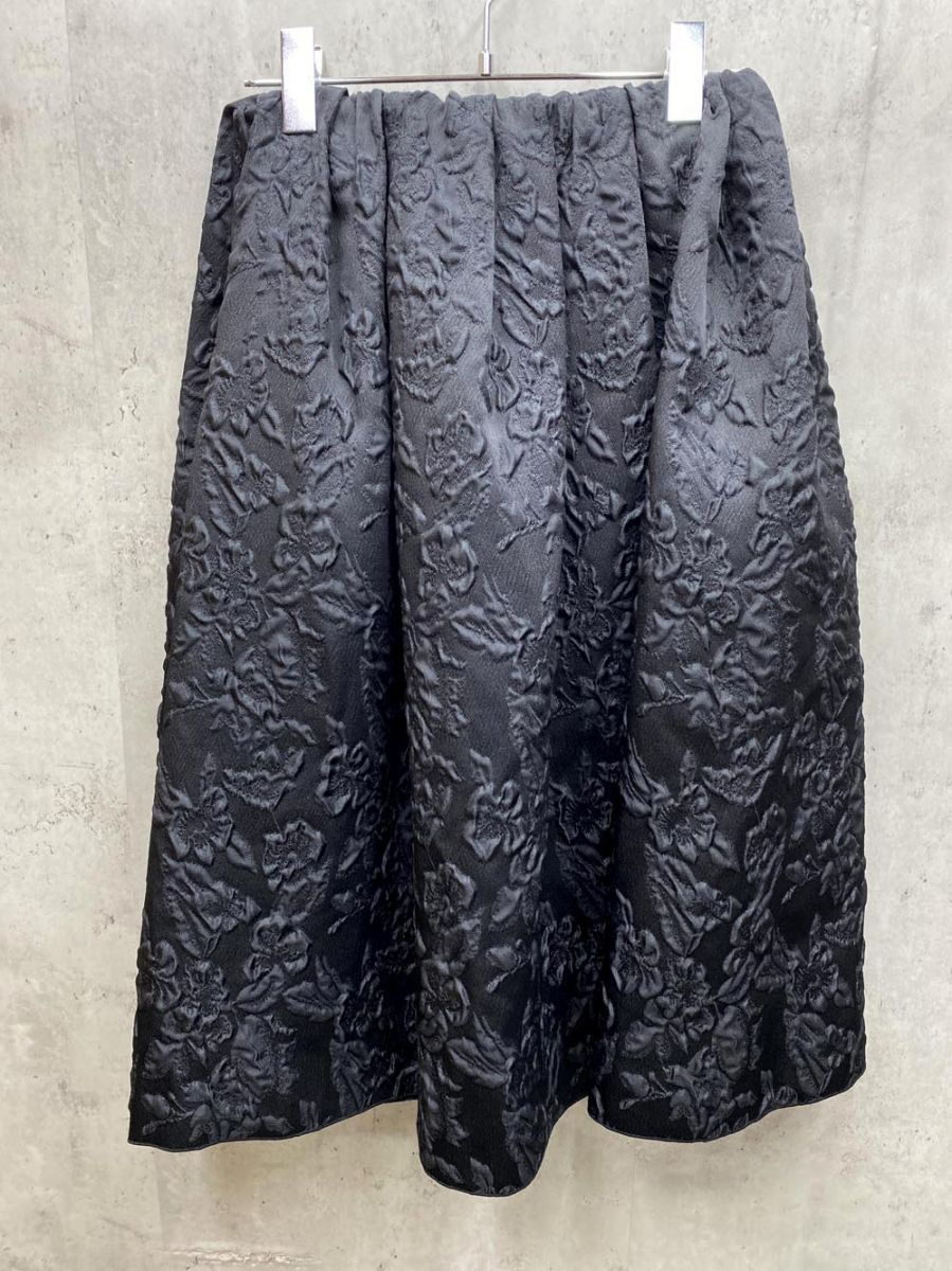 Demi Luxe BEAMS デミルクスビームス 花柄 膨れジャガード フ スカート size 38 黒 レディース