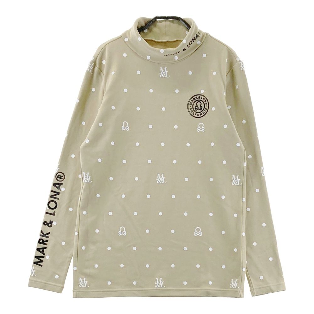 サイズ 48 MARK-LONA マークアンドロナ 長袖タートルネックTシャツ ドット柄 ベージュ系 ゴルフウェア メンズ ストスト