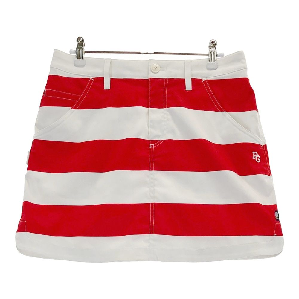 サイズ 1 PEARLY GATES パーリーゲイツ モデル ストレッチスカート ボーダー柄 レッド系 ゴルフウェア レディース ストスト