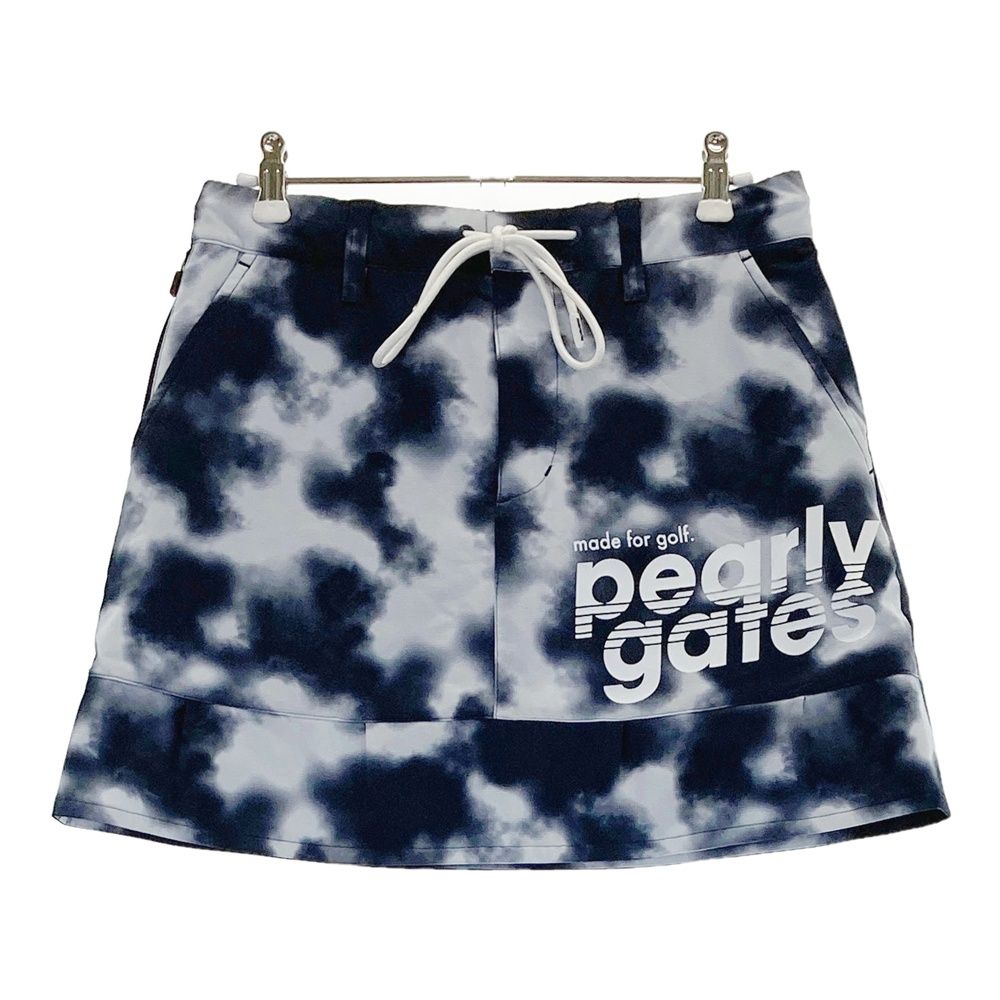 サイズ 1 PEARLY GATES パーリーゲイツ モデル フロントロゴ スカート 総柄 ネイビー系 ゴルフウェア レディース ストスト