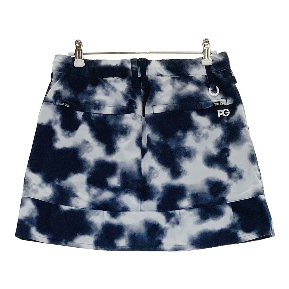 サイズ 1 PEARLY GATES パーリーゲイツ モデル フロントロゴ スカート 総柄 ネイビー系 ゴルフウェア レディース ストスト