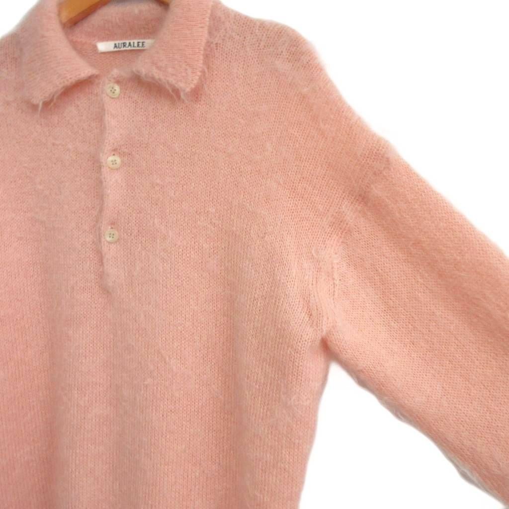 オーラリー AURALEE 美品 24AW BRUSHED SUPER KID MOHAIR KNIT POLO
