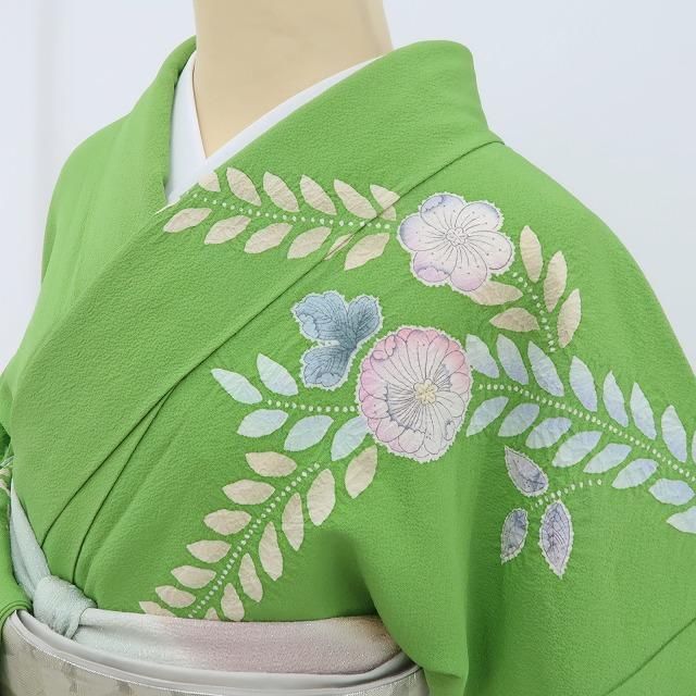 ✾まめ藤✾辻が花 絞り 作家物落款 正絹 着物“いつでも新鮮な薫りに