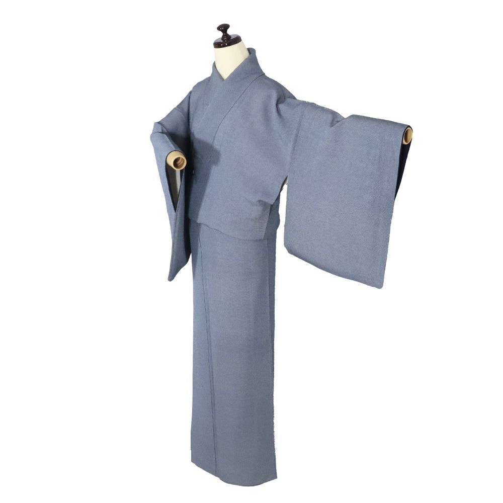 江戸小紋 角通し 袷 正絹 紺 Mサイズ ki31389 美品 komon こもん