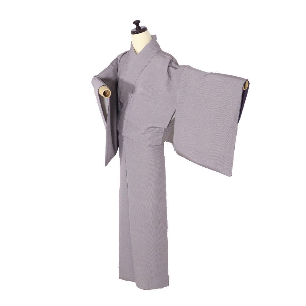 江戸小紋 万筋 袷 正絹 グレー紫 Mサイズ ki31390 美品 komon こもん