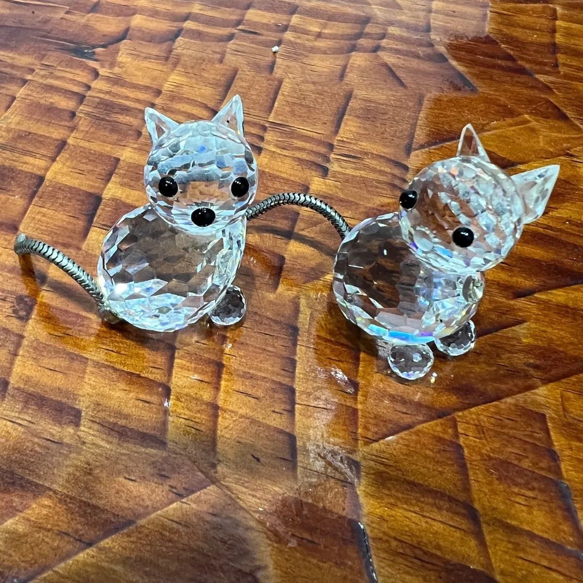 スワロフスキー Swarovski 猫 オブジェ 置物 2個セット - メルカリ