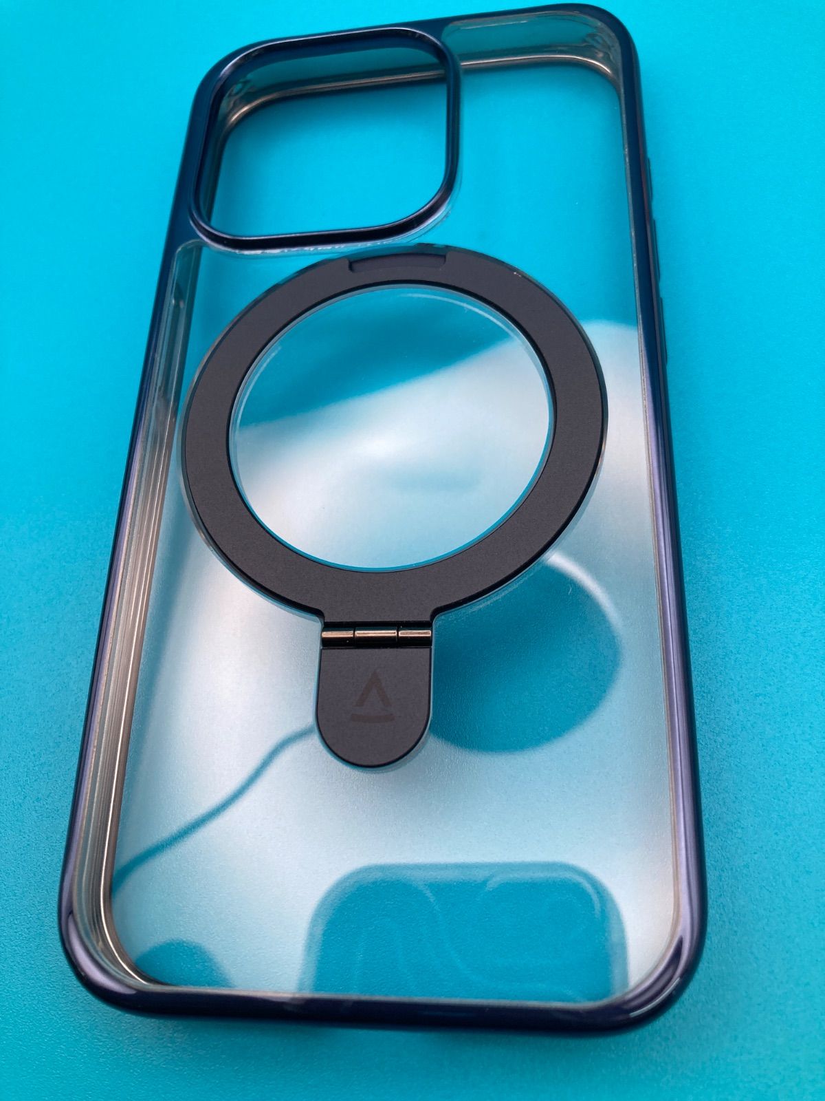 iPhone15 Pro対応】MagSafeリング付きクリアケース ブルー 縁カラー