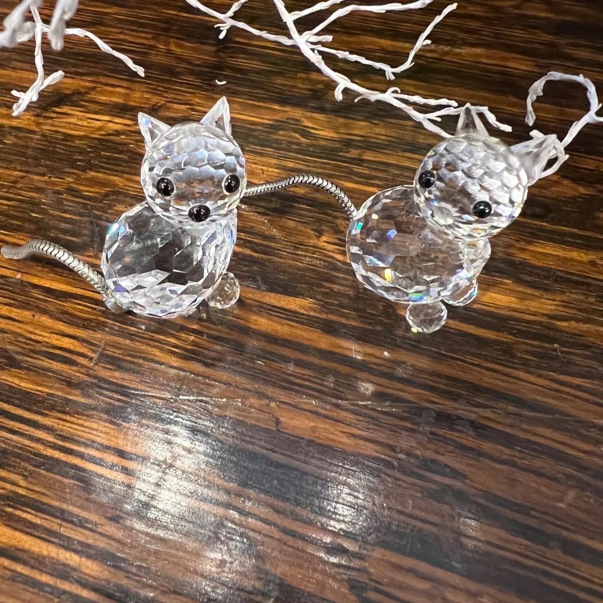 スワロフスキー Swarovski 猫 オブジェ 置物 2個セット - メルカリ