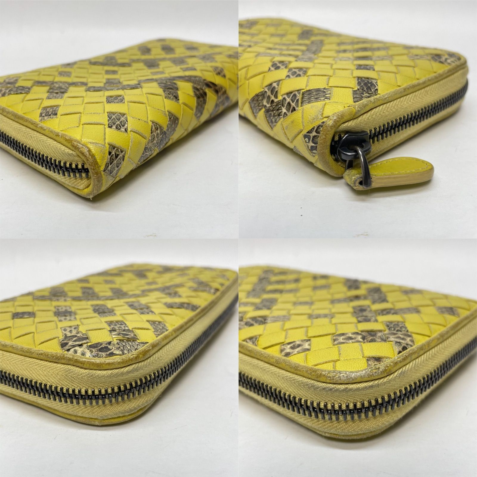 3064 BOTTEGA VENETA ボッテガヴェネタ 長財布 パイソン イエロー