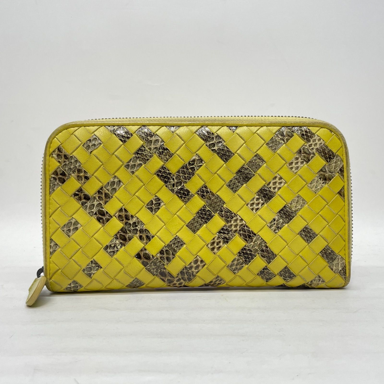 r42 ボッテガヴェネタ パイソン 長財布 イエロー ラウンドファスナー 3064 BOTTEGA VENETA ボッテガヴェネタ 長財布 パイソン イエロー