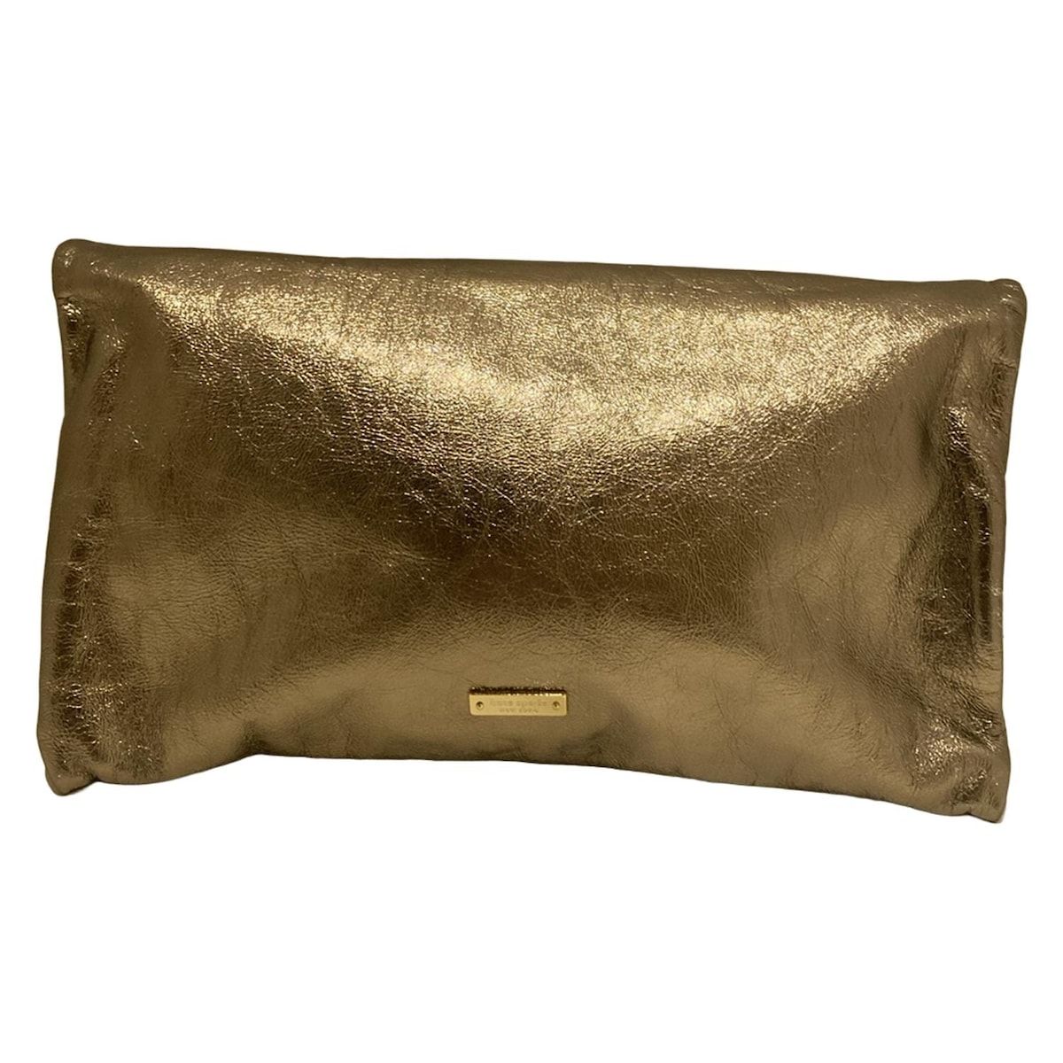 Kate spade ケイトスペード クラッチバッグ メタリックゴールド 黒 2 way レザー
