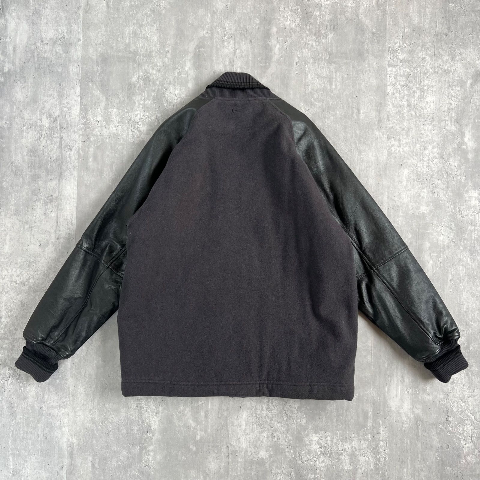 90s NIKE ナイキ ヴィンテージ ウール×袖レザー スタジアムジャケット 