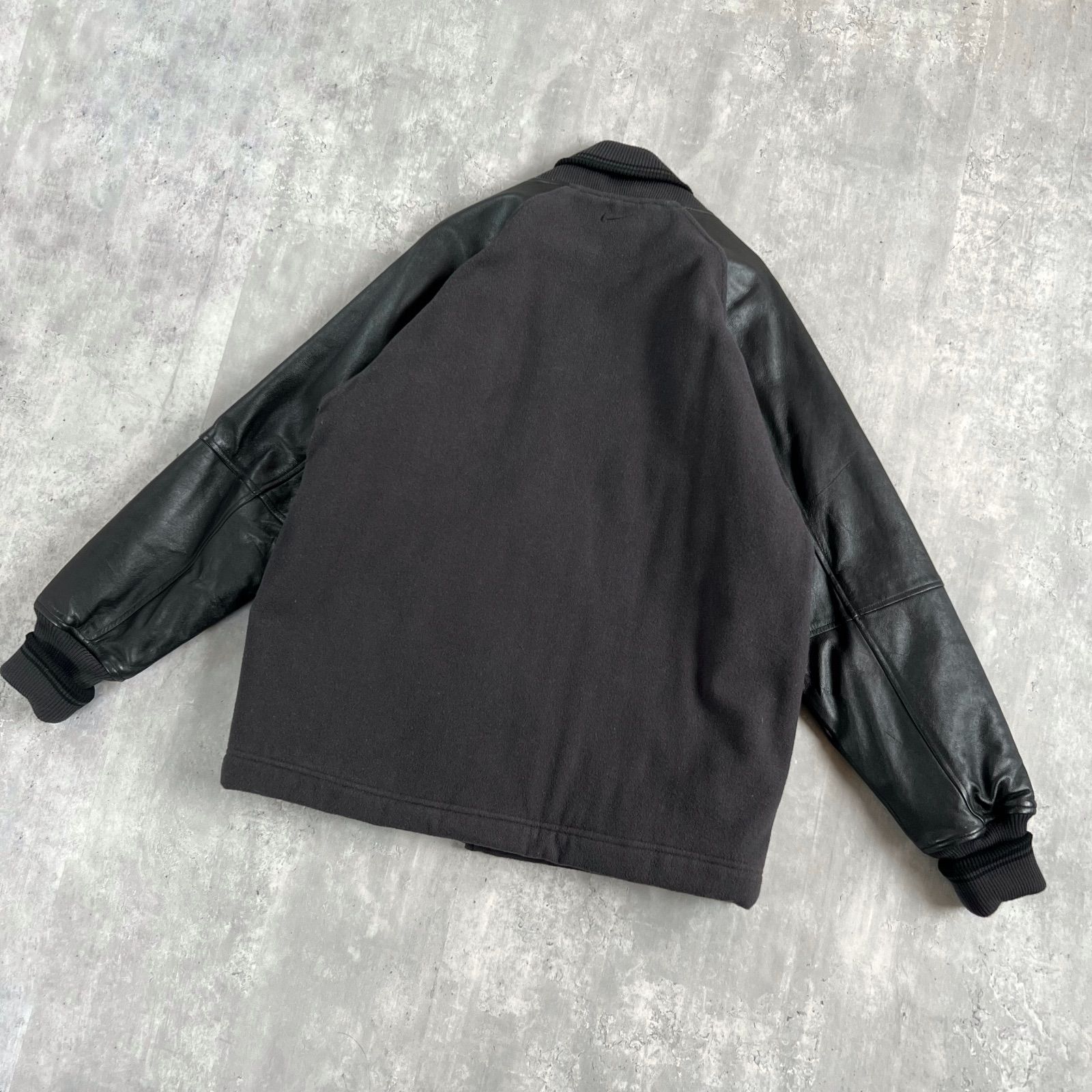 90s NIKE ナイキ ヴィンテージ ウール×袖レザー スタジアムジャケット 