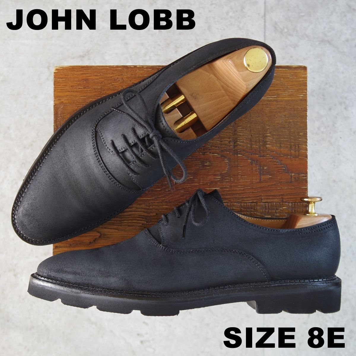 ジョンロブ 8 E 定価 180 400 MILTON オイルドスエード 7000ラスト プレーントゥ 黒 メンズ JOHN LOBB o 169