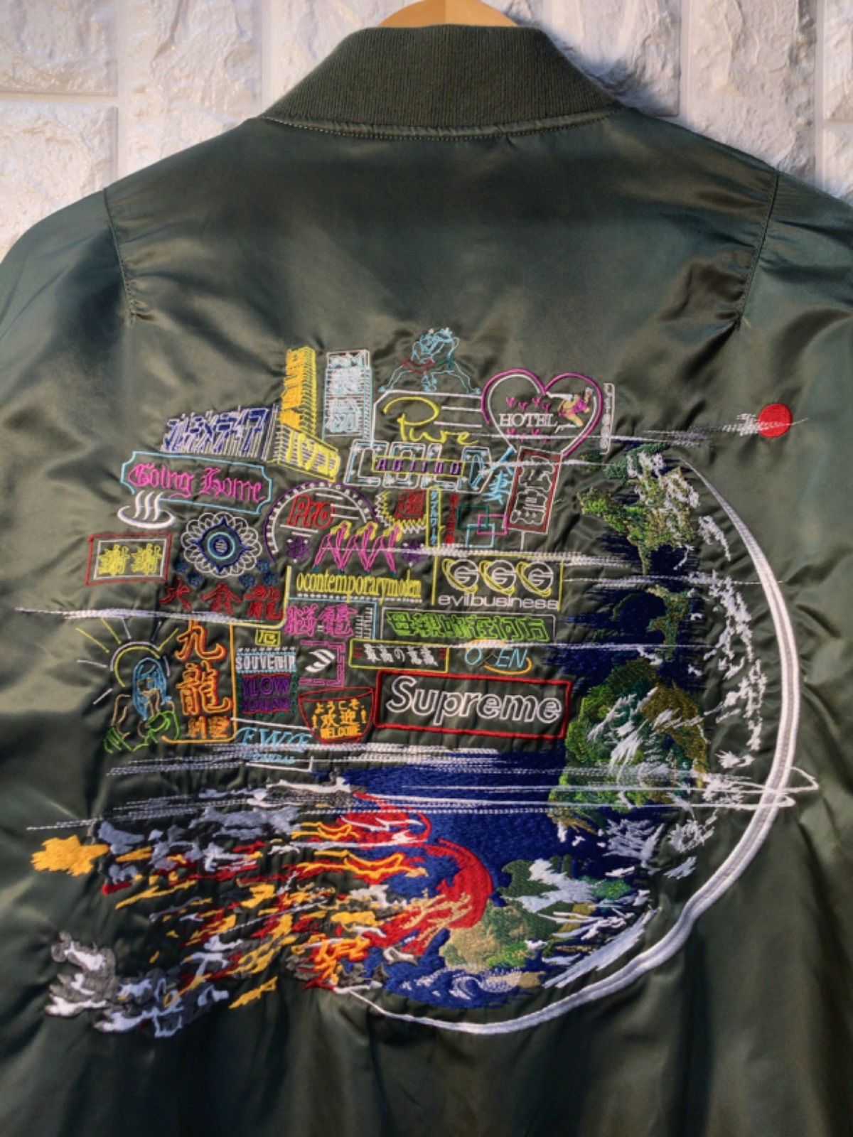 Supreme × ALPHA INDUSTRIES × AOI 20AW globe MA-1 ジャケット Size