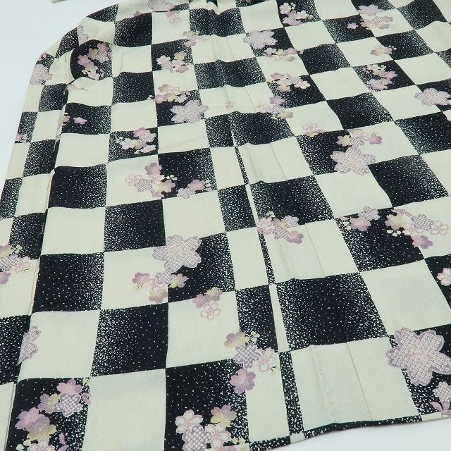 六花-RIKKA- 未着用 桜 市松 着物 正絹 仕付け糸付 長羽織 A 4065