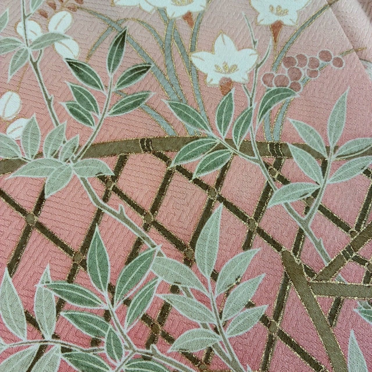 付下げ 友禅 金彩 素敵な染め 紋無し 紗綾形の地紋 訪問着 正絹 着物