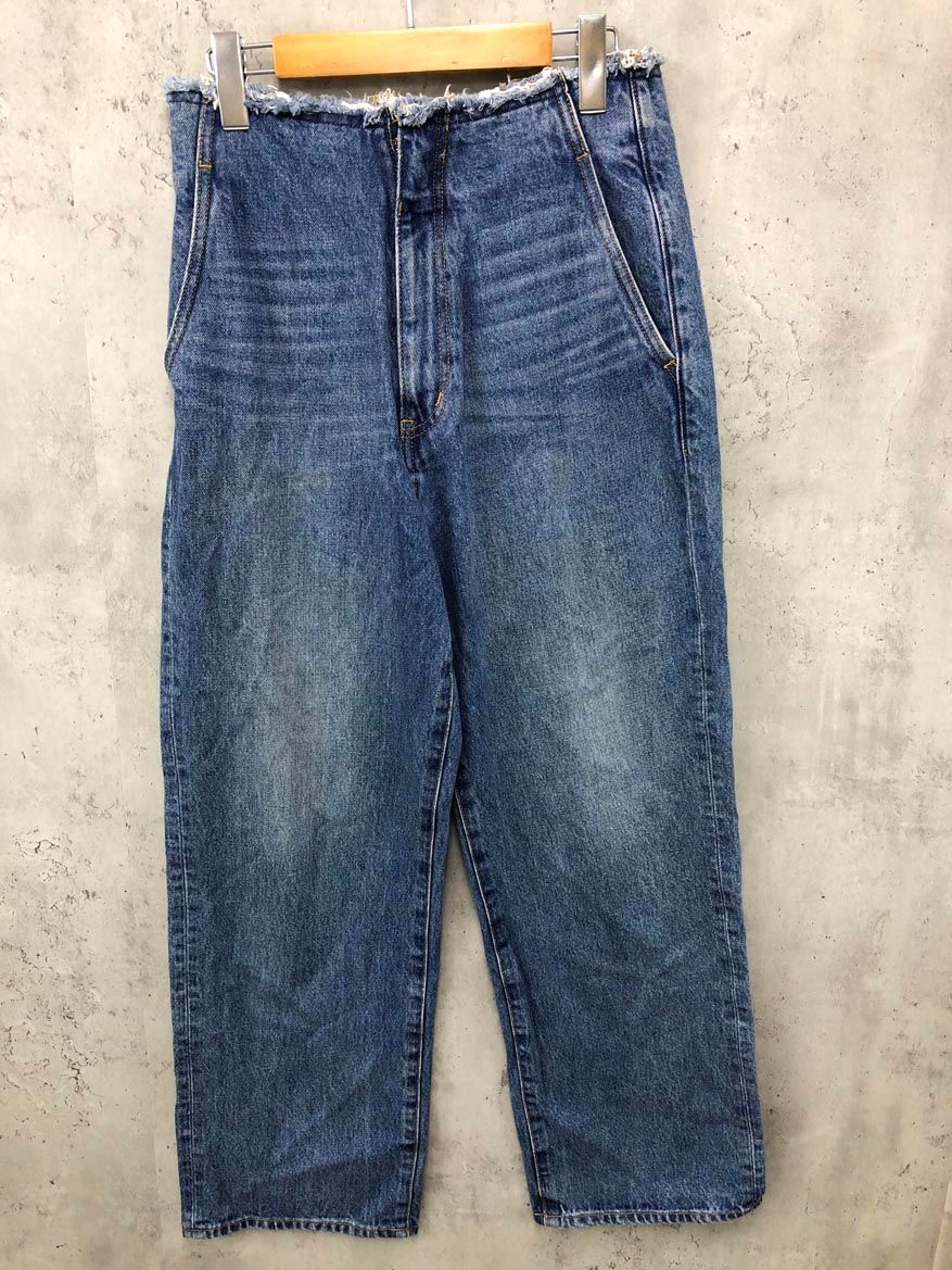 AZUL BY MOUSSY アズールバイマウジー 6133 ハイライズ ワイド フレイド デニムパンツ sizeL ブルー レディース