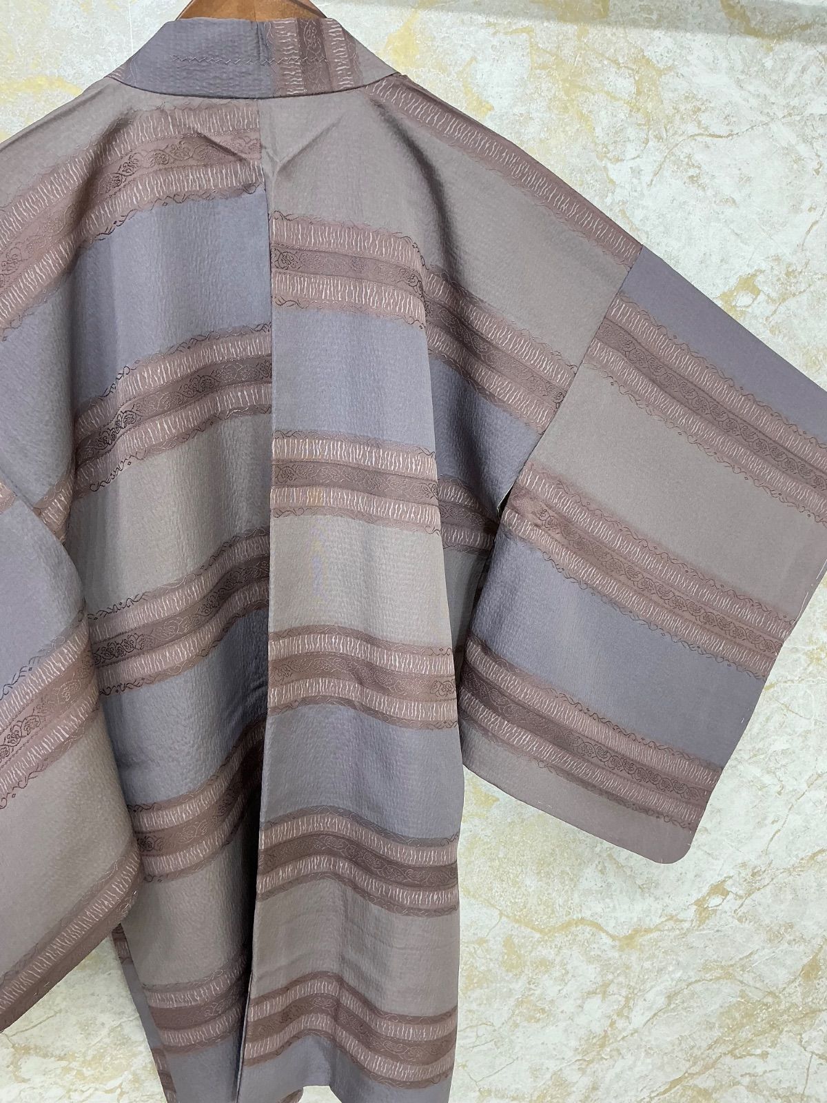 kimono one kimonoarisa 厳選 同然 長羽織 縫い取り 正絹 仕付け糸付き 裄長 裄67.5丈86.5 長羽織道中着道行コート着物帯小紋普段着名古屋帯洒落袋帯半幅帯