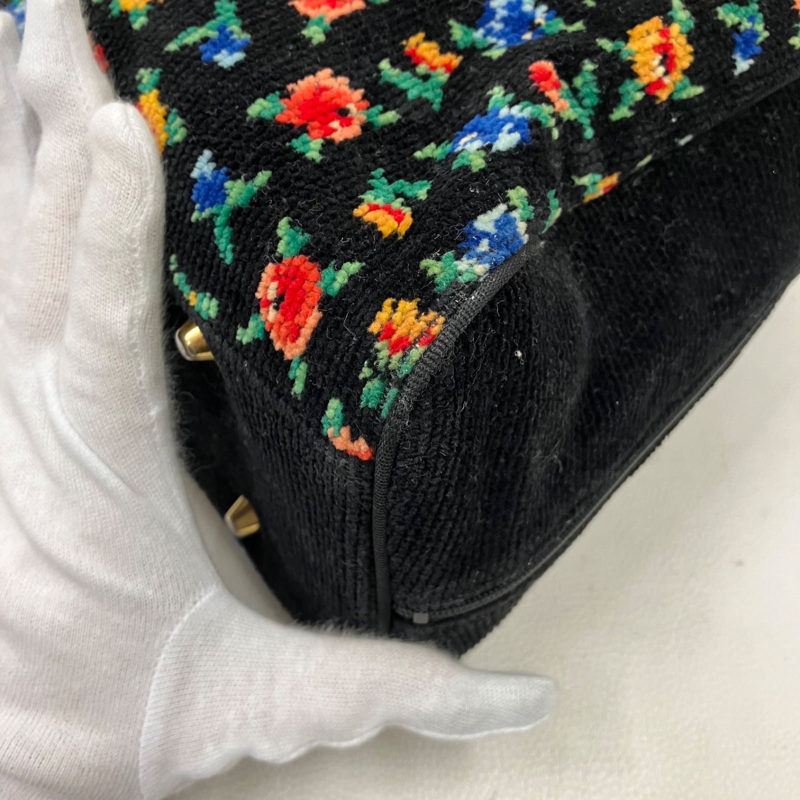 6901 FEILER フェイラー ボストンバッグ 花柄 カリーナ ブラック系 黒 