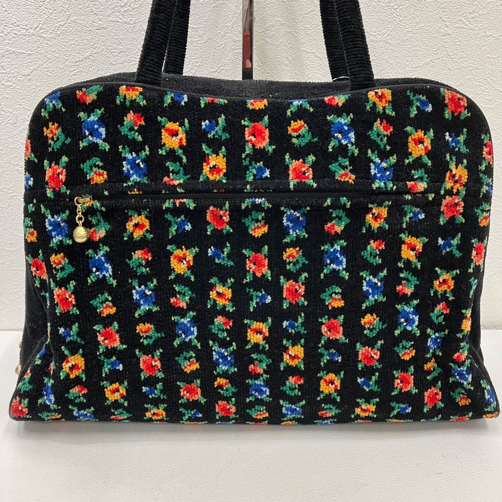 6901 FEILER フェイラー ボストンバッグ 花柄 カリーナ ブラック系 黒