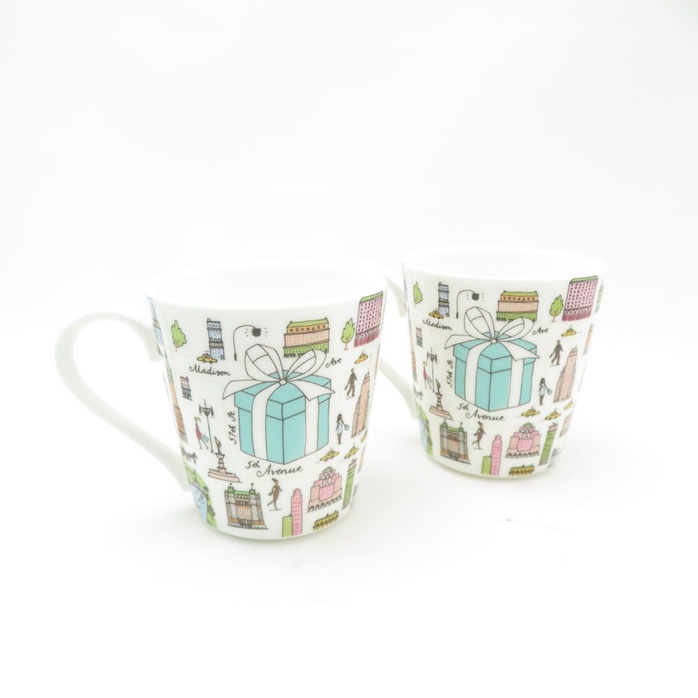  TIFFANY＆Co. ティファニー 5 thアベニュー ニューヨーク マグカップ 2点 ティー コーヒー NY テーブルウェア マグカップ コーヒー ティーカップ