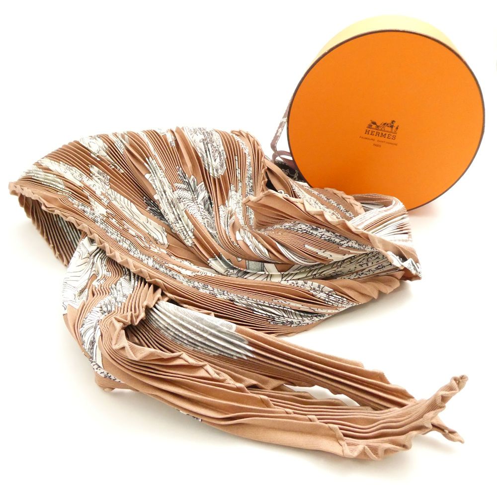 美品 HERMES エルメス プリーツスカーフ シルク100% AY7658 - メルカリ