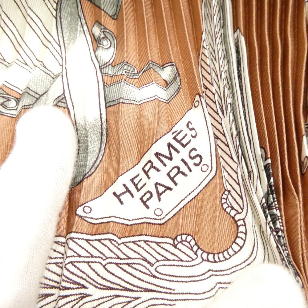 美品 HERMES エルメス プリーツスカーフ シルク100% AY7658 - メルカリ