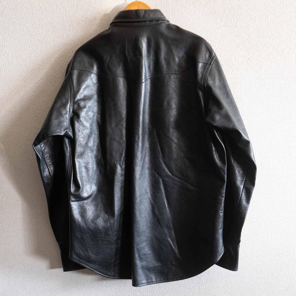 ビッグサイズ42】PHERROW'S【レザー ウエスタンシャツ】ブラック