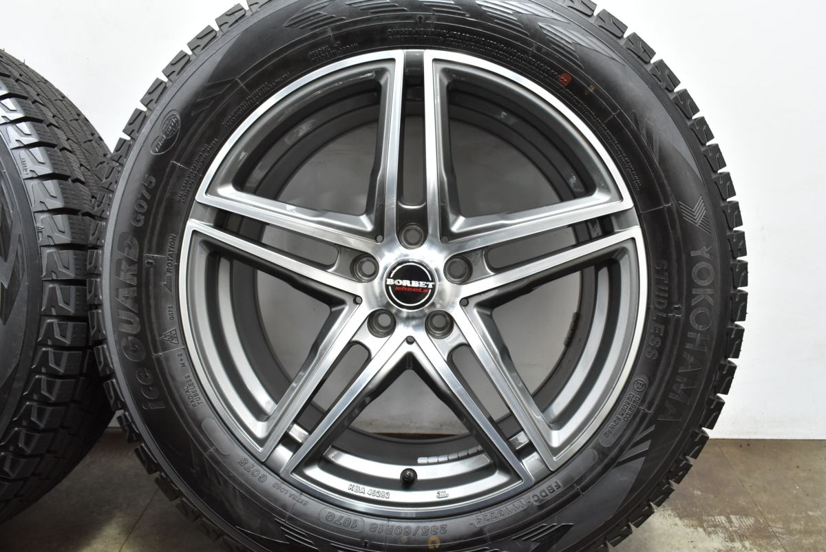  バリ溝 BORBET 18 in 8 J 40 PCD 108 ヨコハマ アイスガードG 075 235 60 R レンジローバーイヴォーク ヴェラール 4本 18インチ タイヤ ホイールセット