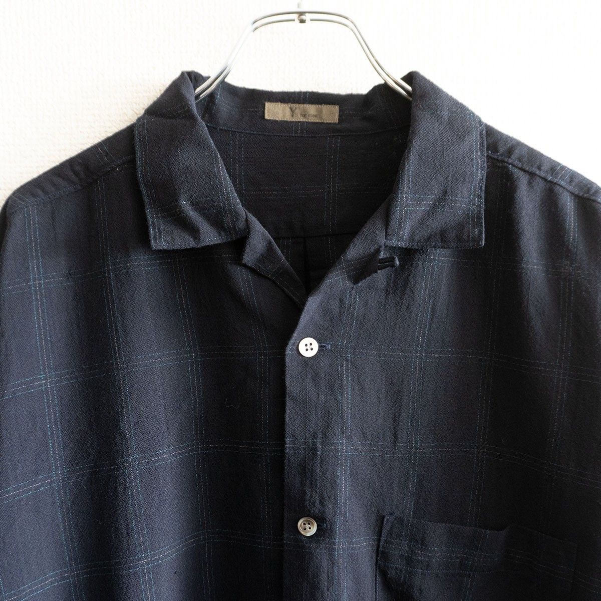 雰囲気抜群】Y's for men【オープンカラー ウール チェック シャツ