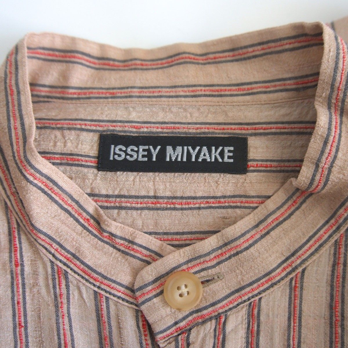 ISSEY MIYAKE バンドカラーシャツ イッセイミヤケ アーカイブ　OLD 美品】ISSEY MIYAKE【バンドカラー ストライプ シルクシャツ】4