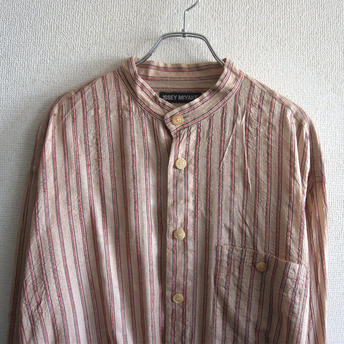 ISSEIMIYAKEMEN イッセイミヤケ バンドカラーシャツ im MIYAKE DESIGN STUDIO】Made in Japan 100% Cotton Band Collar