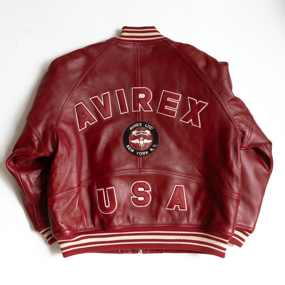 美品】AVIREX【レザー スタジャン】L アワード ジャケット ワッペン