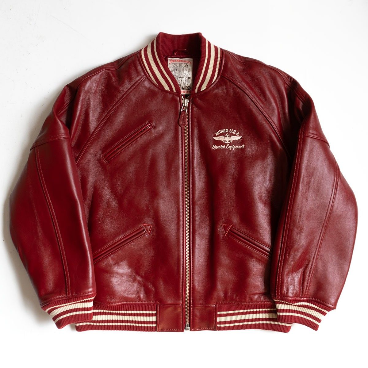 美品】AVIREX【レザー スタジャン】L アワード ジャケット ワッペン