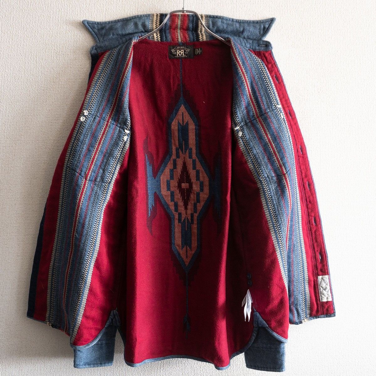 名作】RRL【インディゴ ジャガード ネイティブ シャツ】S ダブルアール