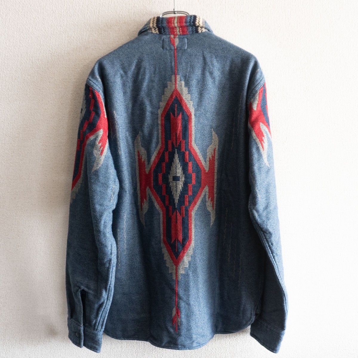 名作】RRL【インディゴ ジャガード ネイティブ シャツ】S ダブルアール