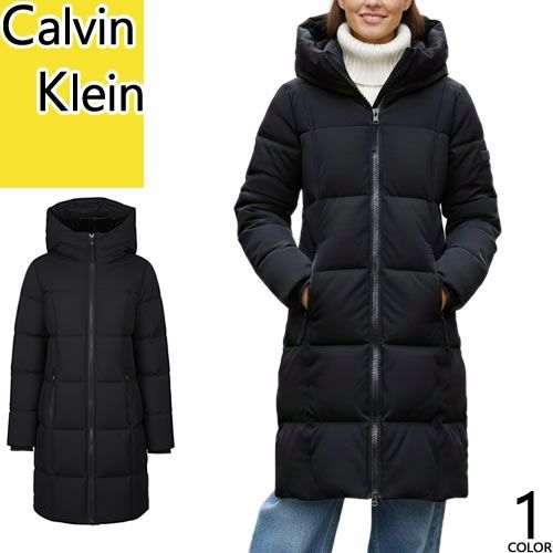   Ｍサイズ ダウン ブラック カルバンクライン カルバン クライン Calvin Klein ☆エナメルブラックエコダウンコート
