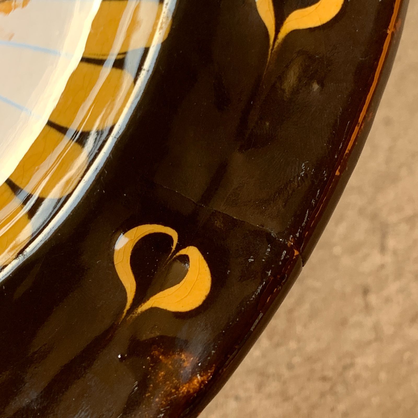 布志名焼 スリップウェア 深皿 丸皿 民芸 島根県 /HM-0180